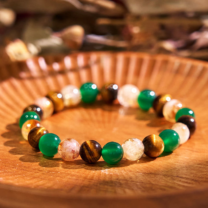 Buddha Stone Various Crystals Malachite Lazurite Hemimorphite Calmness Bracelet