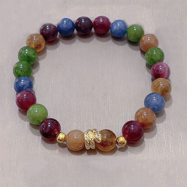 Buddha Stones Tourmaline Gold Plated Copper Year of the Snake Love Bracelet