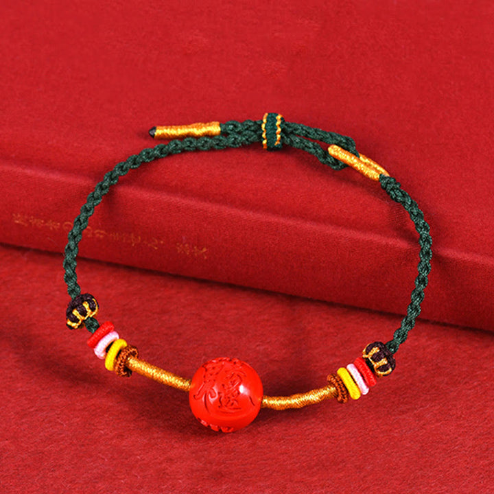 Buddha Stones Green String Cinnabar Blessing Bracelet