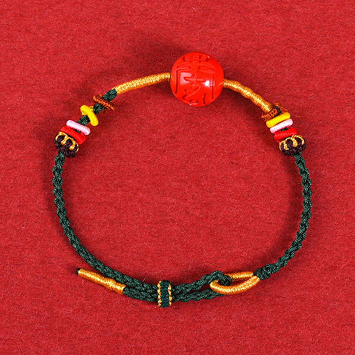 Buddha Stones Green String Cinnabar Blessing Bracelet