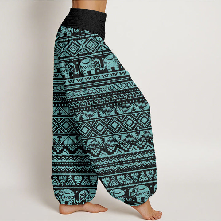 Buddha Stones Cotton Casual Elephant Geometric Figure Women's Elastic Waist Harem Pants - image 8
