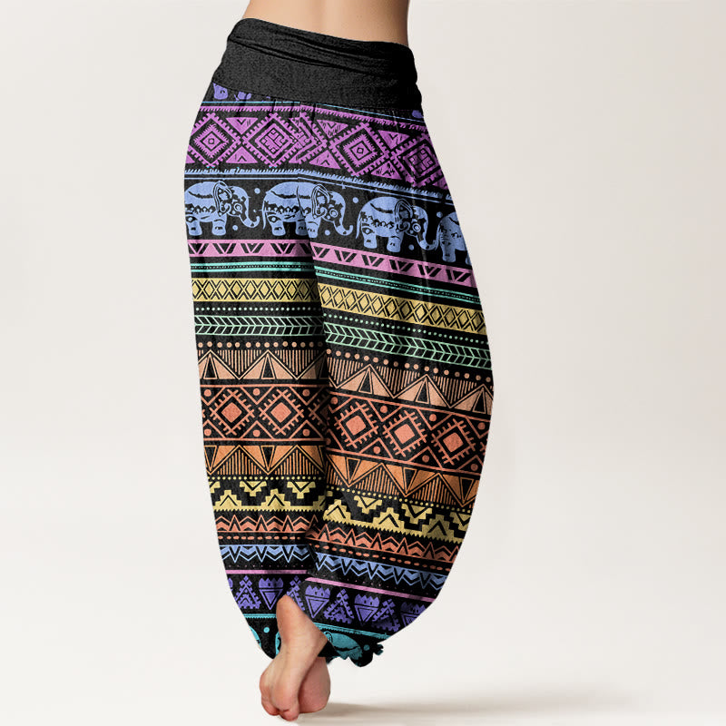 Buddha Stones Casual Elephant Geometric Figure Women's Elastic Waist Harem Pants - image 2