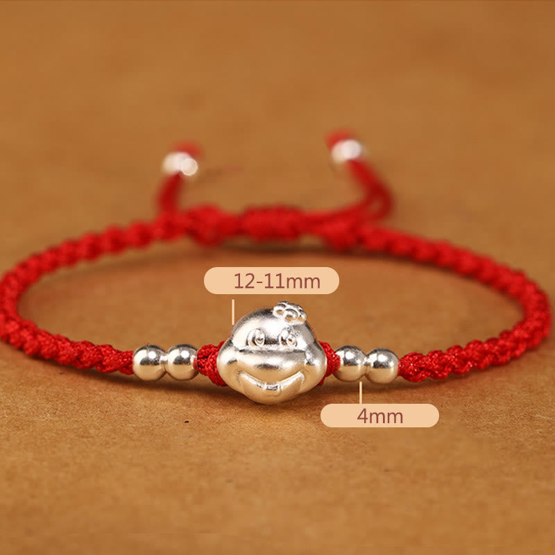 Buddha Stones Red String 999 Sterling Silver Snake Head Year of the Snake Luck Bracelet