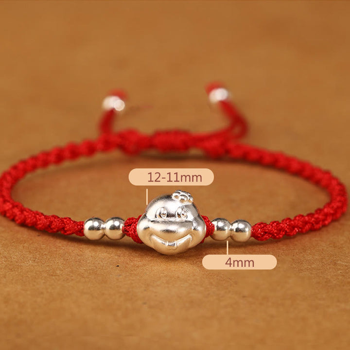 Buddha Stones Red String 999 Sterling Silver Snake Head Year of the Snake Luck Bracelet