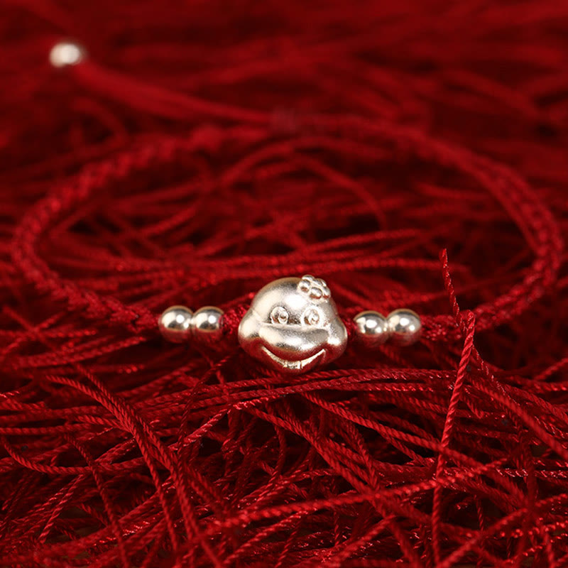 Buddha Stones Red String 999 Sterling Silver Snake Head Year of the Snake Luck Bracelet