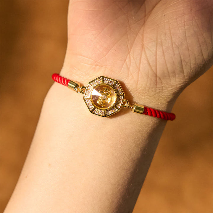 Buddha Stones Copper Brass Rotatable Windmill Feng Sheng Shui Qi Red String Faith Braided Bracelet