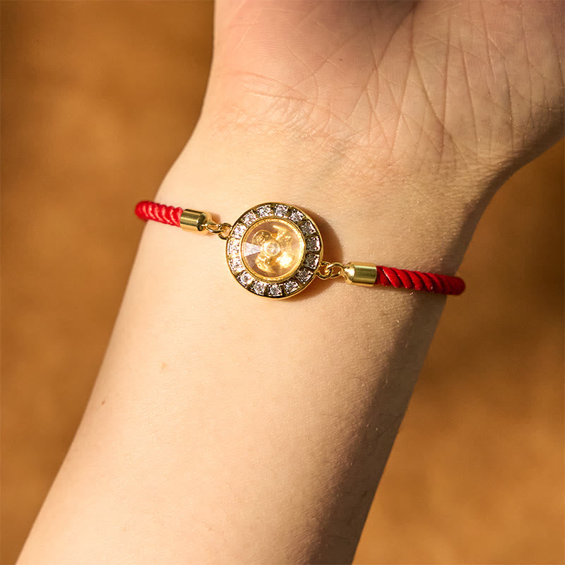 Buddha Stones Copper Brass Feng Sheng Shui Qi Rotatable Windmill  Red String Faith Braided Bracelet