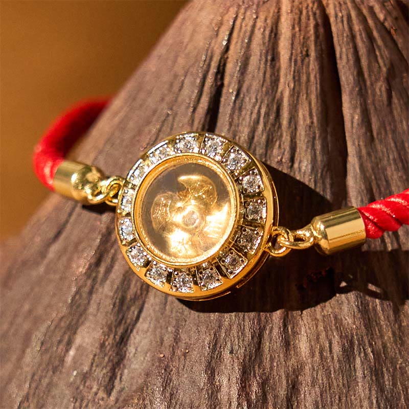 Buddha Stones Copper Brass Feng Sheng Shui Qi Rotatable Windmill  Red String Faith Braided Bracelet