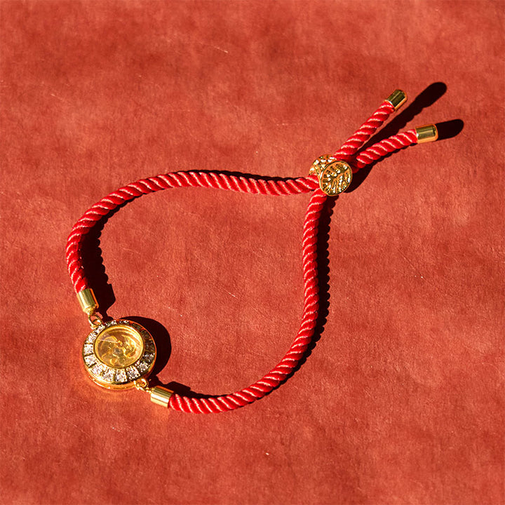 Buddha Stones Copper Brass Feng Sheng Shui Qi Rotatable Windmill  Red String Faith Braided Bracelet