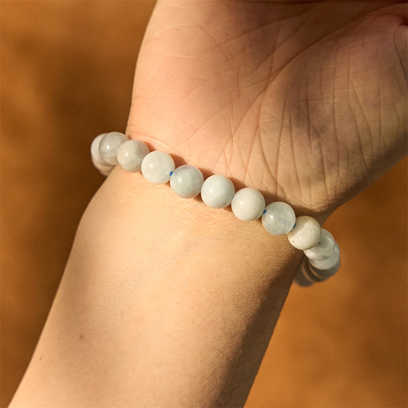 Buddha Stones Natural Aquamarine Healing Bead Bracelet