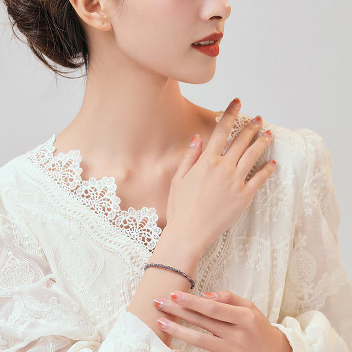 Buddha Stones 3mm Amethyst Iolite Ultra-thin Beads 14k Gold Plated Copper Communication Bracelet - image 4