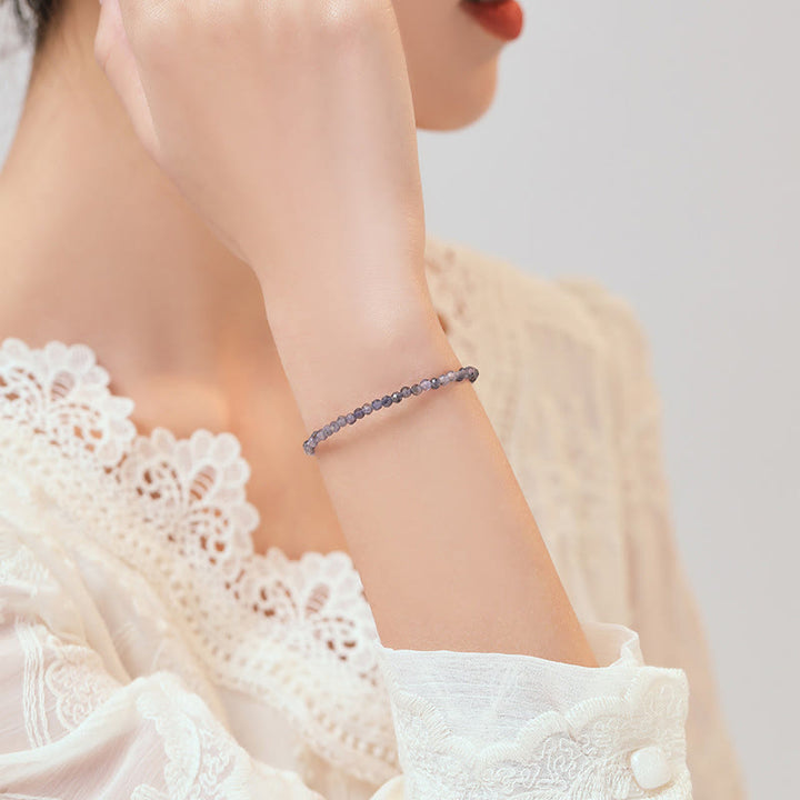 Buddha Stones 3mm Amethyst Iolite Ultra-thin Beads 14k Gold Plated Copper Communication Bracelet - image 3