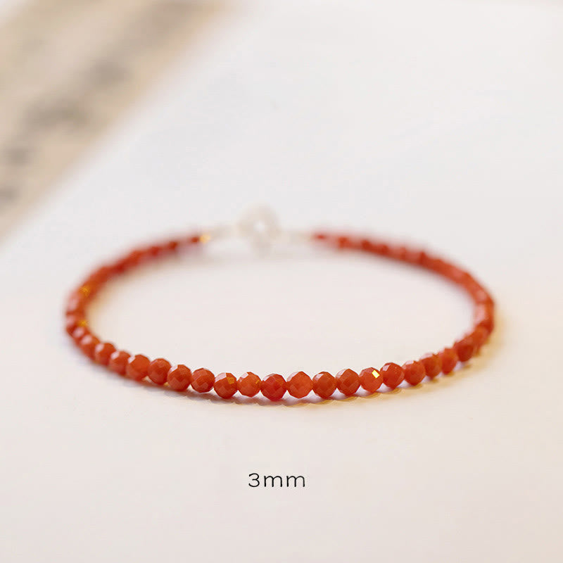 Buddha Stones Natural Cherry Persimmon Red Agate Ultra-thin Beads Confidence Bracelet