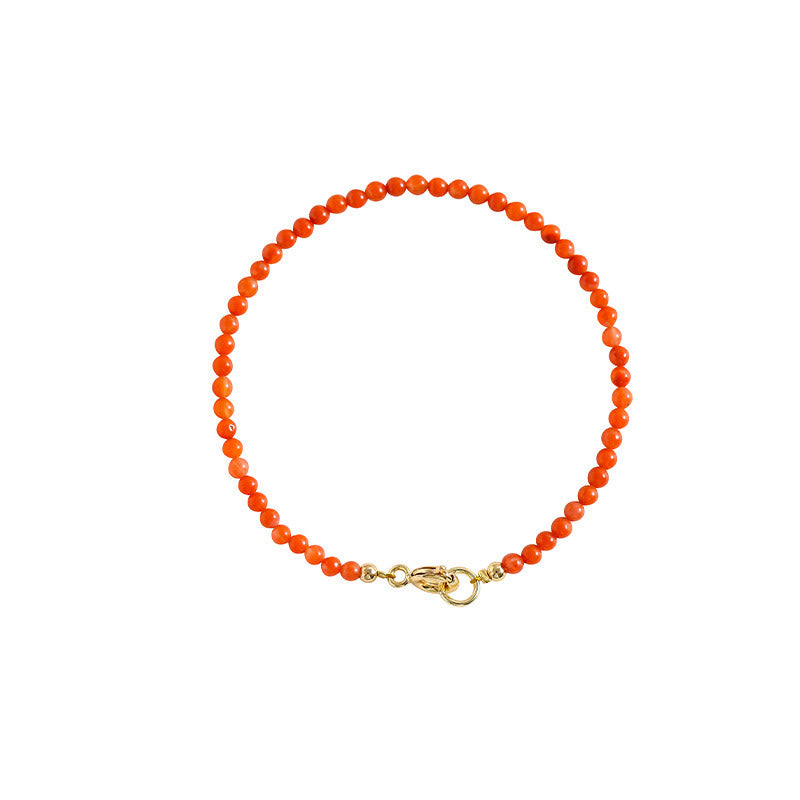 Buddha Stones Natural Cherry Persimmon Red Agate Ultra-thin Beads Confidence Bracelet