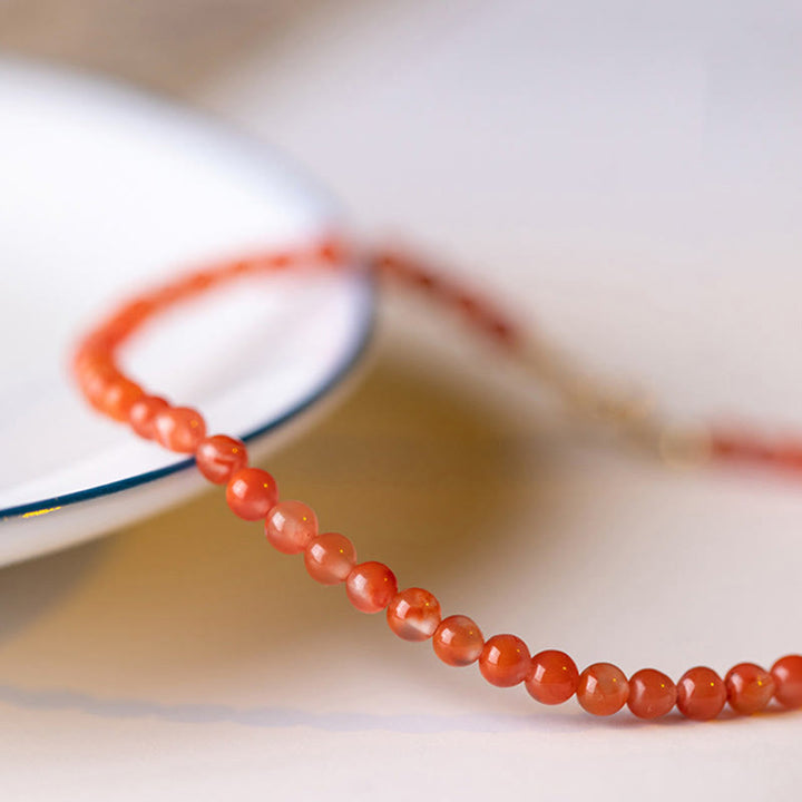 Buddha Stones Natural Cherry Persimmon Red Agate Ultra-thin Beads Confidence Bracelet