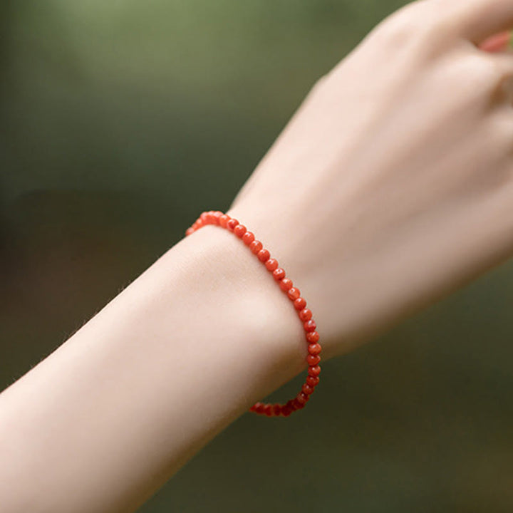 Buddha Stones Natural Cherry Persimmon Red Agate Ultra-thin Beads Confidence Bracelet