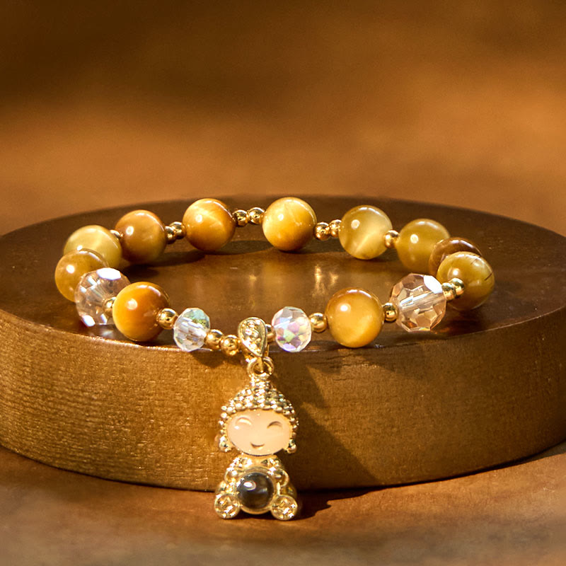 Buddha Stones Yellow Tiger Eye Meditation Buddha Protection Bracelet