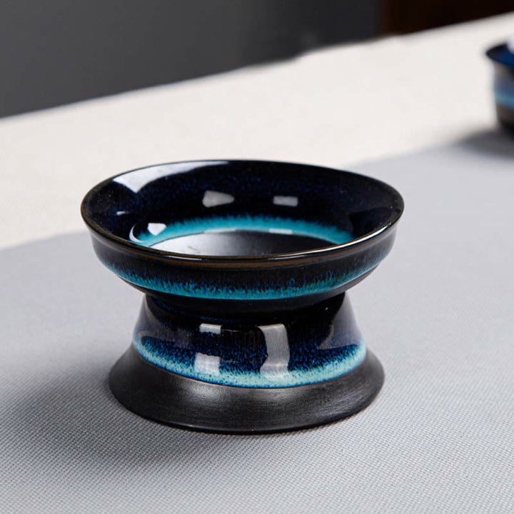 Blue Gradient Color Chinese Gongfu Tea Ceramic Teapot Portable Gift Bag Box Set - image 23