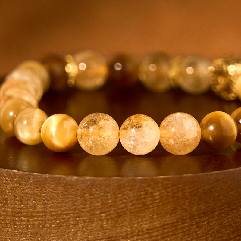 Buddha Stones Citrine Tiger Eye Red Agate Generosity Bracelet