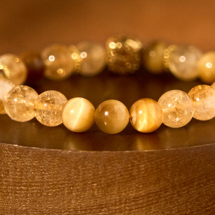 Buddha Stones Citrine Tiger Eye Red Agate Generosity Bracelet