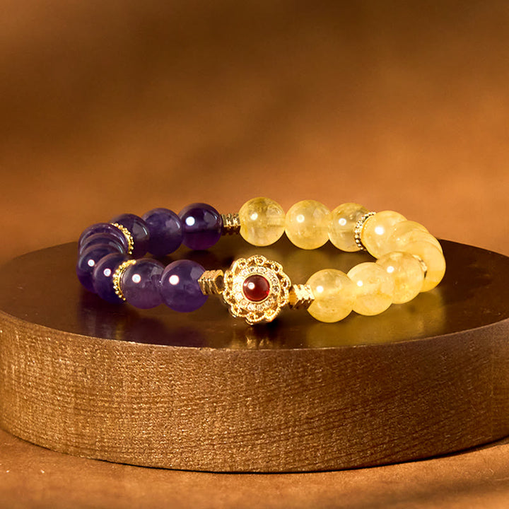 Buddha Stones Citrine Amethyst Pleasure Bracelet