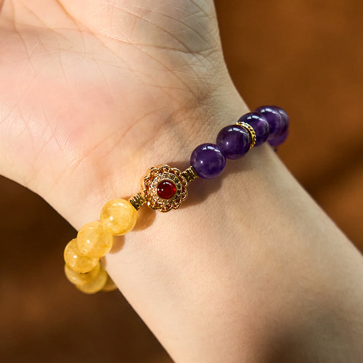 Buddha Stones Citrine Amethyst Pleasure Bracelet