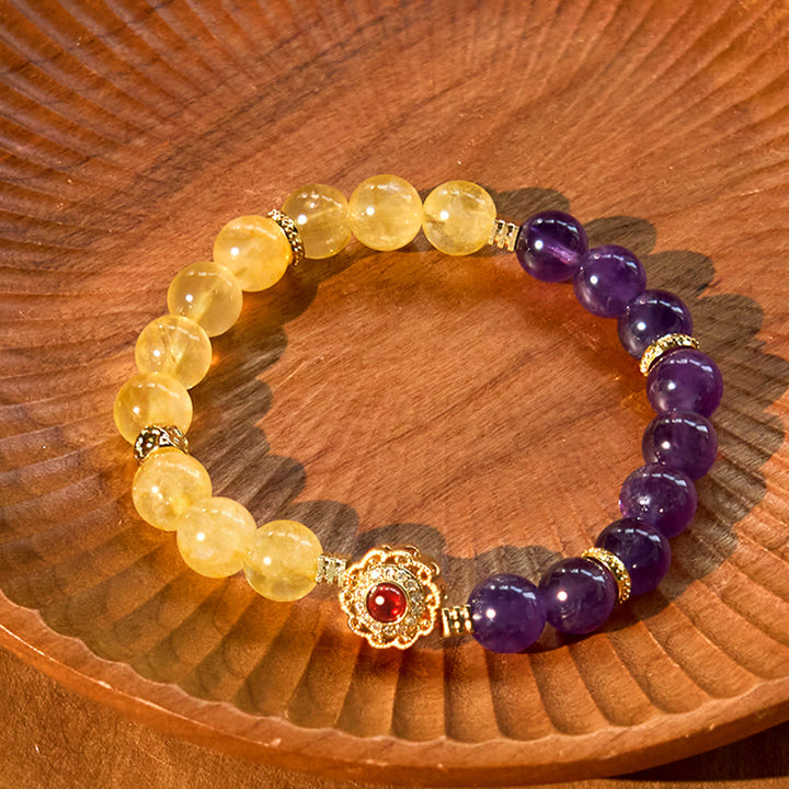 Buddha Stones Citrine Amethyst Pleasure Bracelet