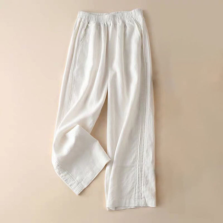 Buddha Stones Casual Plain Color Side Pleats Rayon Women's Wide Leg Pants With Pockets - White - US14，UK/AU18，EU46 (3XL) - image 13