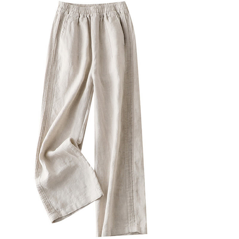 Buddha Stones Casual Plain Color Side Pleats Rayon Women's Wide Leg Pants With Pockets - image 6