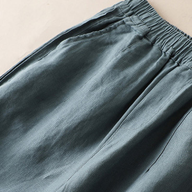 Buddha Stones Casual Plain Color Side Pleats Rayon Women's Wide Leg Pants With Pockets - image 8