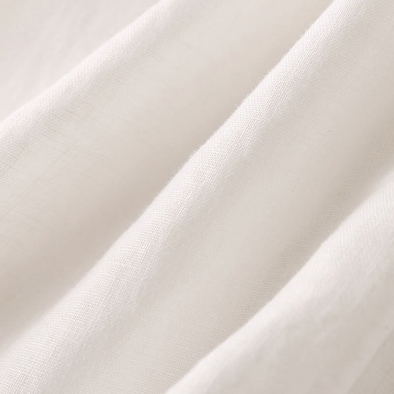 Buddha Stones Casual Plain Color Lace-up Cotton Linen Women's Wide Leg Pants - image 33