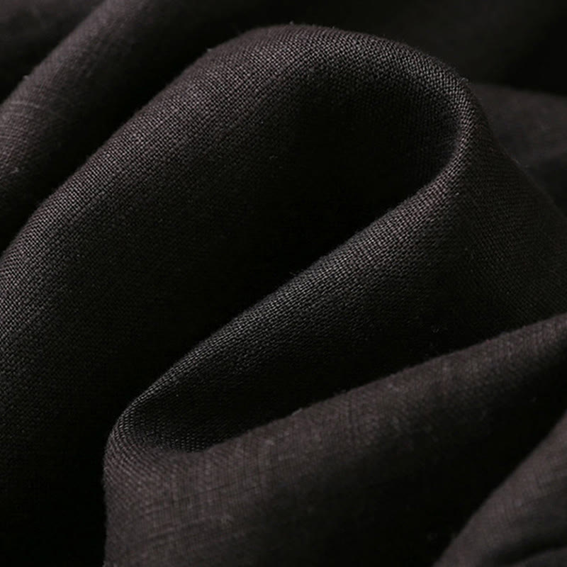 Buddha Stones Casual Plain Color Lace-up Cotton Linen Women's Wide Leg Pants - image 37