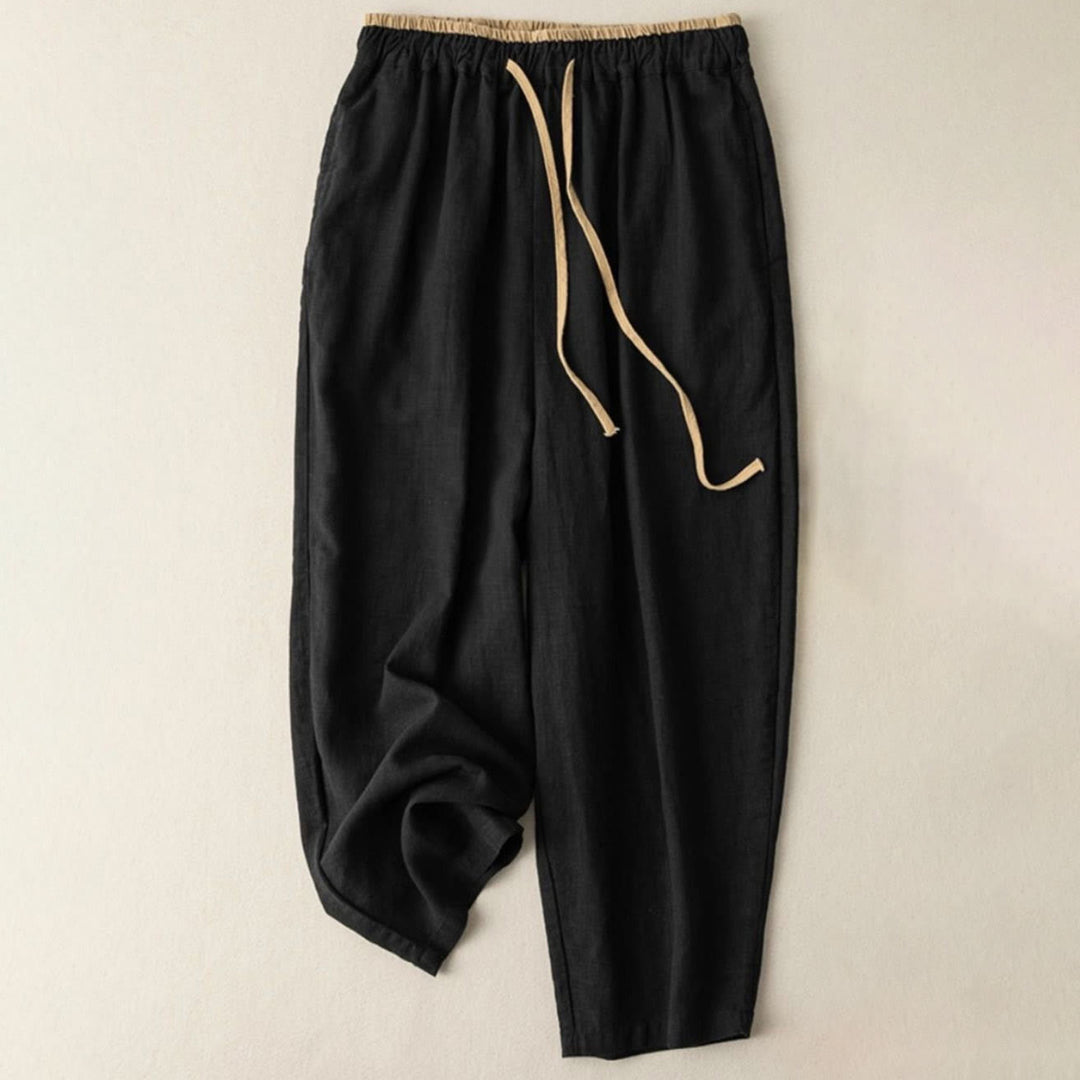 Buddha Stones Casual Solid Color Cotton Linen Drawstring Women's Pants With Pockets - Black - US16，UK/AU20，EU48 (3XL) - image 4