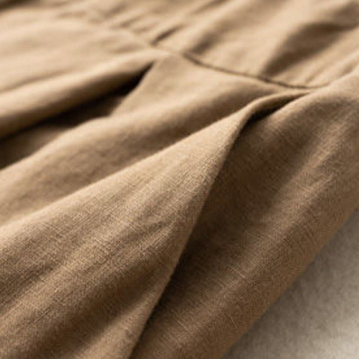 Buddha Stones Casual Solid Color Button Zipper Cotton Linen Women's Shorts With Pockets - image 6