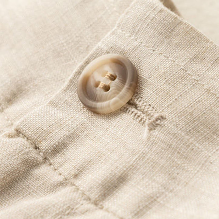 Buddha Stones Casual Solid Color Button Zipper Cotton Linen Women's Shorts With Pockets - image 3