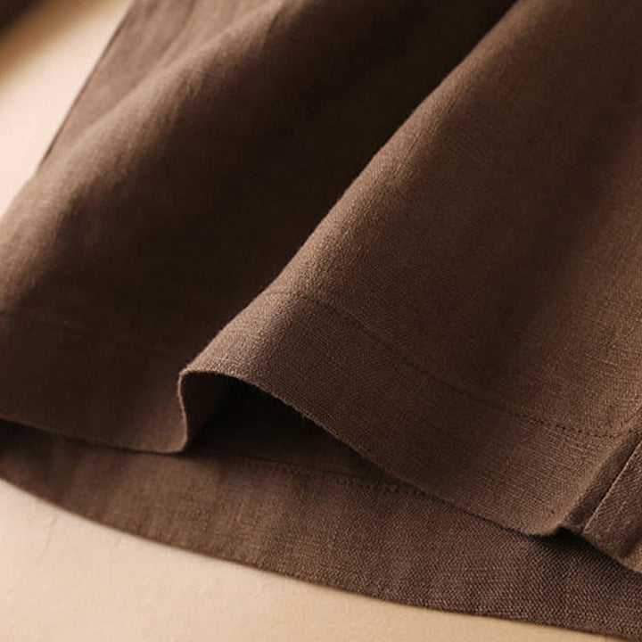 Buddha Stones Plain Color Button Zipper Cotton Women's Shorts With Pockets - image 3