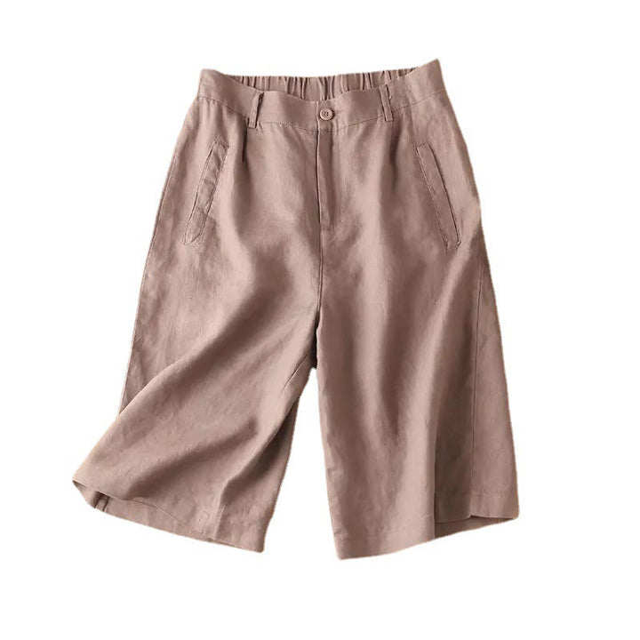 Buddha Stones Plain Color Button Zipper Cotton Women's Shorts With Pockets - image 23