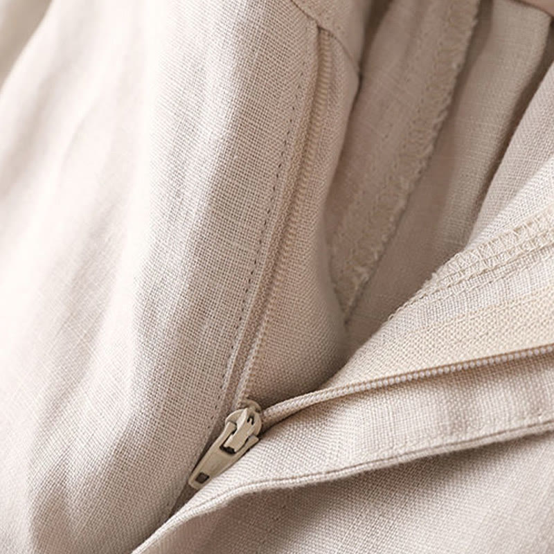 Buddha Stones Plain Color Button Zipper Cotton Women's Shorts With Pockets - image 11