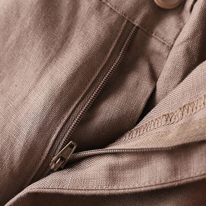 Buddha Stones Plain Color Button Zipper Cotton Women's Shorts With Pockets - image 18