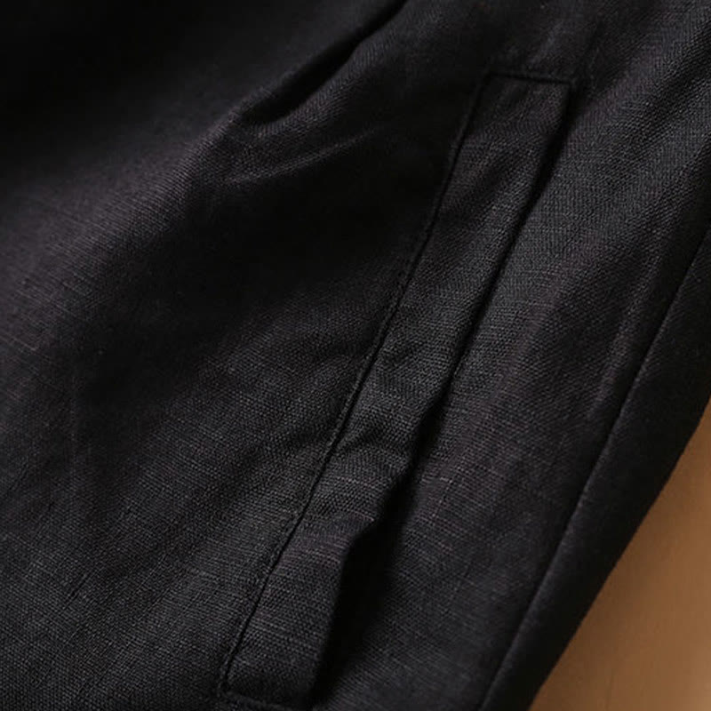 Buddha Stones Plain Color Button Zipper Cotton Women's Shorts With Pockets - image 26