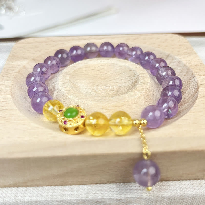 Buddha Stones Natural Amethyst Meditation Balance Bracelet