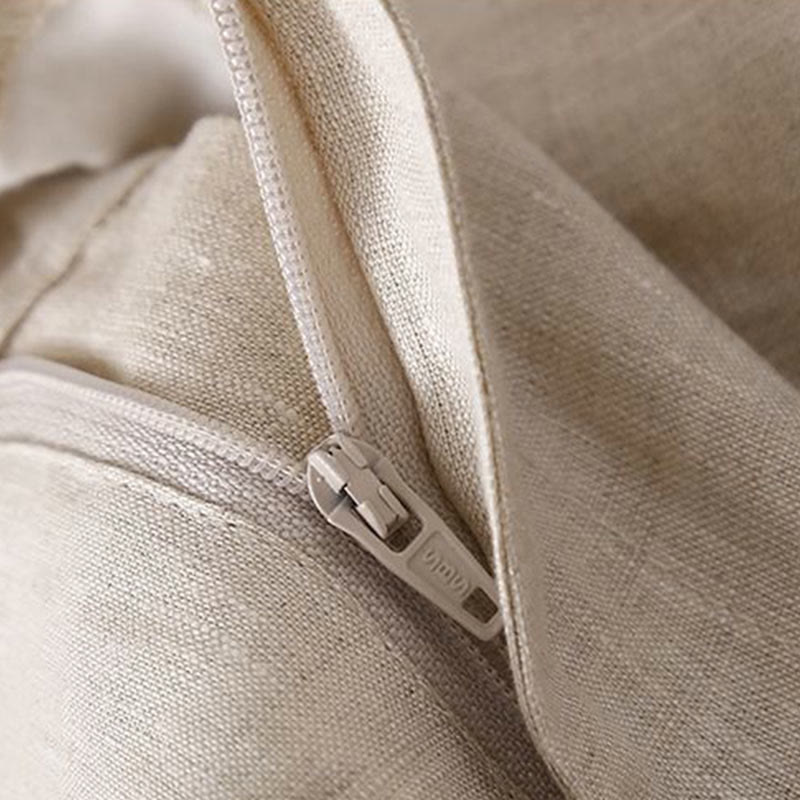 Buddha Stones Plain Color Pleated Zipper Button Cotton Linen Women's Shorts With Pockets - image 12