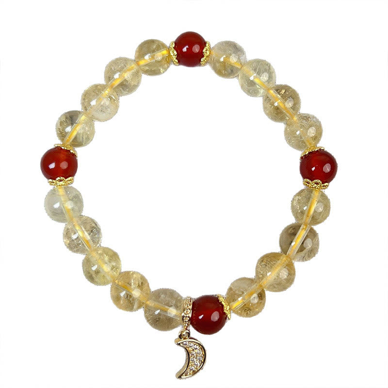 Buddha Stones Citrine Red Agate Moon Prosperity Bracelet