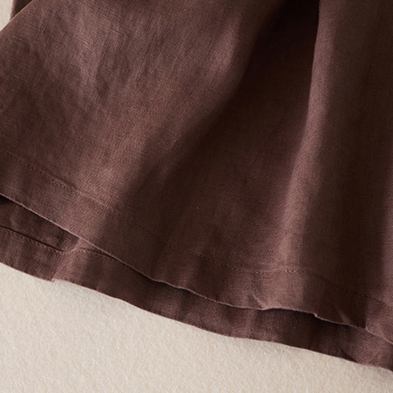 Buddha Stones Casual Solid Plain Color Cotton Linen Women's Shorts With Pockets - image 17