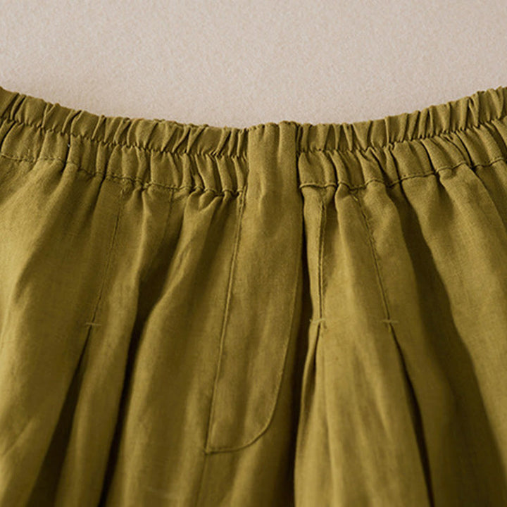 Buddha Stones Casual Solid Plain Color Cotton Linen Women's Shorts With Pockets - image 10