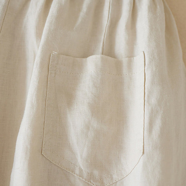 Buddha Stones Casual Solid Plain Color Cotton Linen Women's Shorts With Pockets - image 6