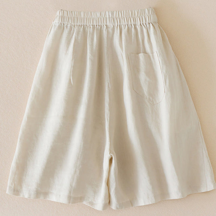 Buddha Stones Casual Solid Plain Color Cotton Linen Women's Shorts With Pockets - image 2