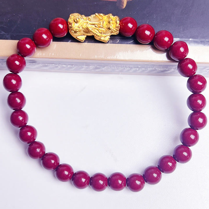 Buddha Stones Natural Cinnabar Beads Pixiu Blessing Bracelet