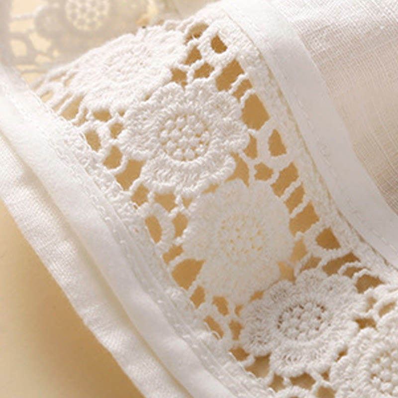 Buddha Stones Plain Color Bottom Hollow Lace Design Lace-up Cotton Women's Shorts With Pockets - image 15