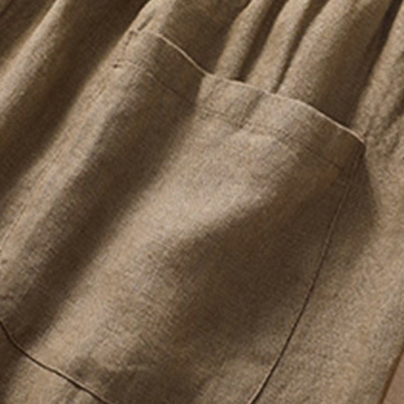 Buddha Stones Casual Solid Color Turn Up Cuff Belt Cotton Linen Women's Shorts With Pockets - image 5